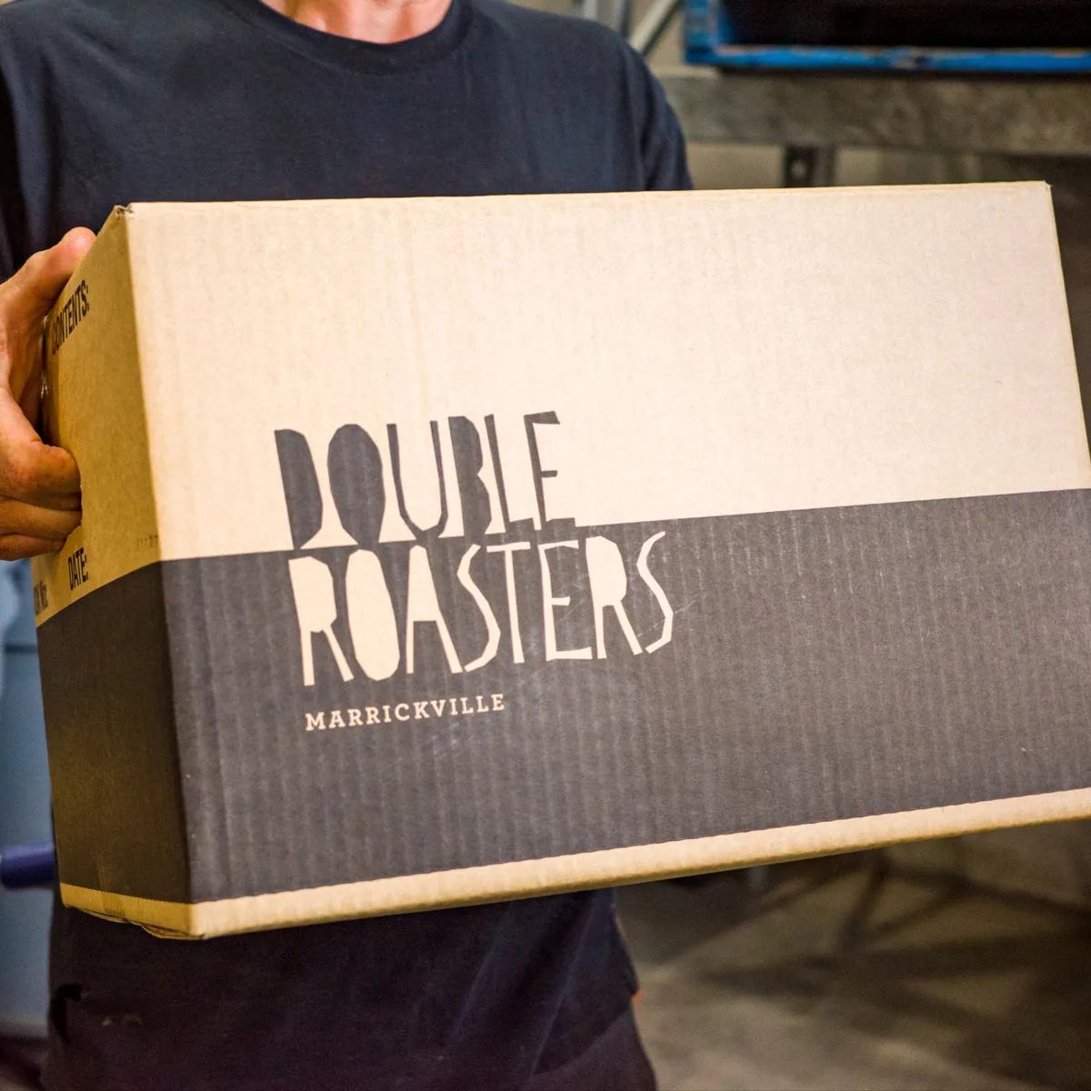 A box of Double Roasters coffee from Marrickville